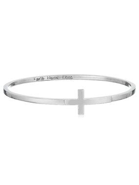 Bob Siemon Designs Sideways Cross Bangle Bracelet Faith Hope Love Signed BSD USA